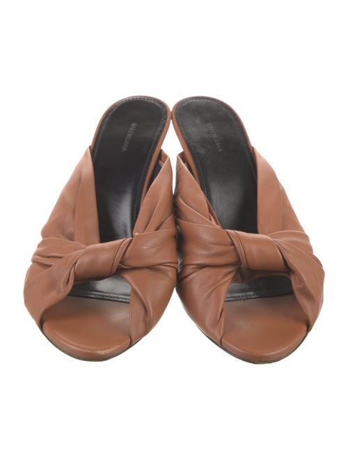 Balenciaga Leather Ruffle Embellishment Slides