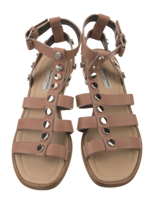 Balenciaga Leather Studded Accents Gladiator Sandals
