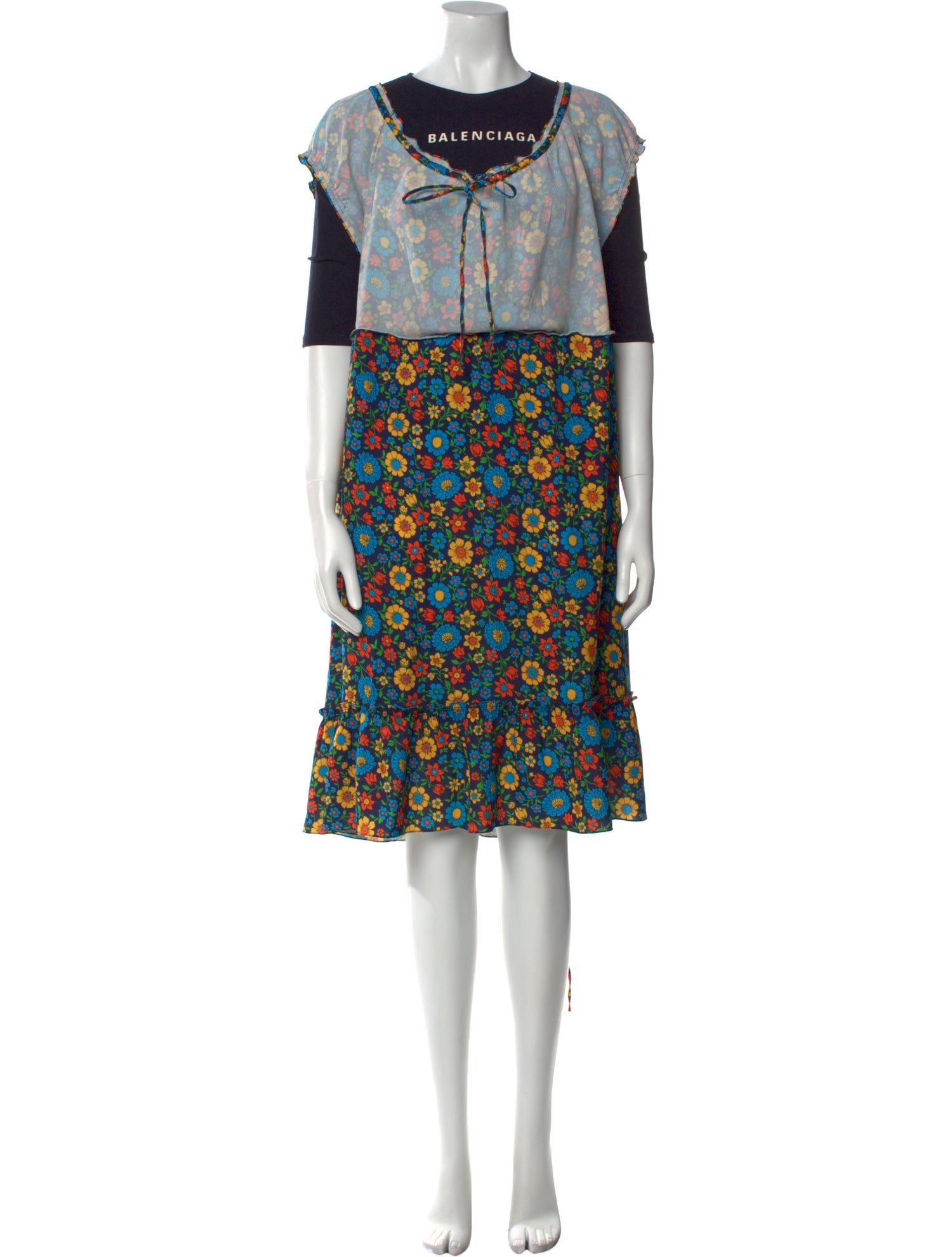 Balenciaga Floral Print Knee-Length Dress