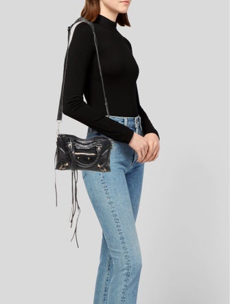 Balenciaga Leather Motocross Classic Mini City Bag Mini