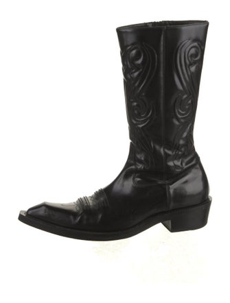 Balenciaga Patent Leather Embroidered Accent Western Boots
