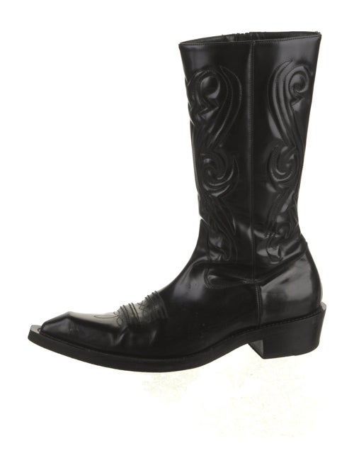 Balenciaga Patent Leather Embroidered Accent Western Boots
