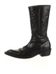 Balenciaga Patent Leather Embroidered Accent Western Boots