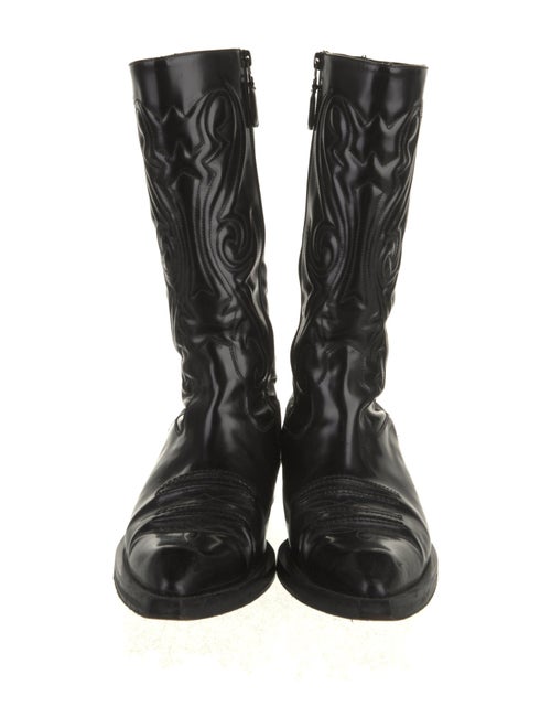 Balenciaga Patent Leather Embroidered Accent Western Boots