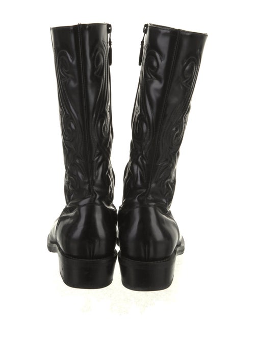 Balenciaga Patent Leather Embroidered Accent Western Boots
