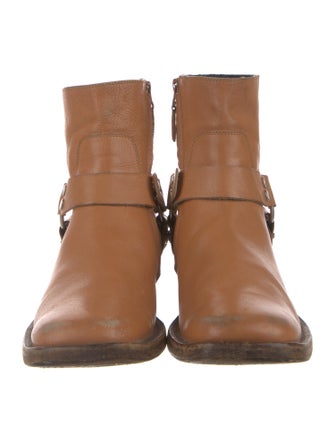 Balenciaga Leather Studded Accents Moto Boots