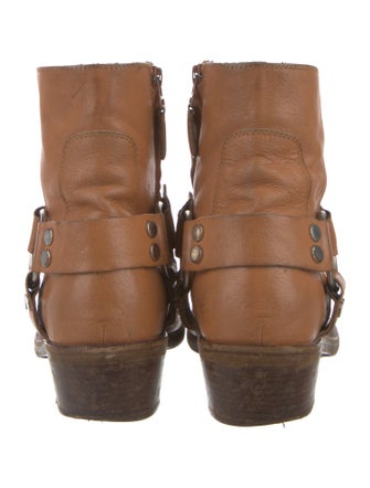 Balenciaga Leather Studded Accents Moto Boots