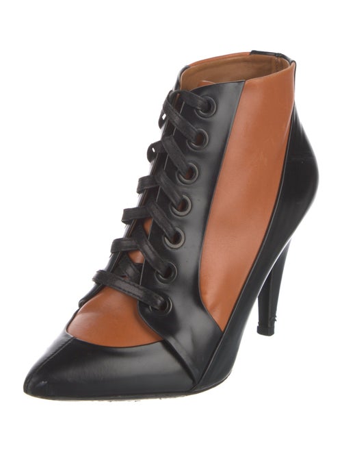 Balenciaga Leather Colorblock Pattern Lace-Up Boots