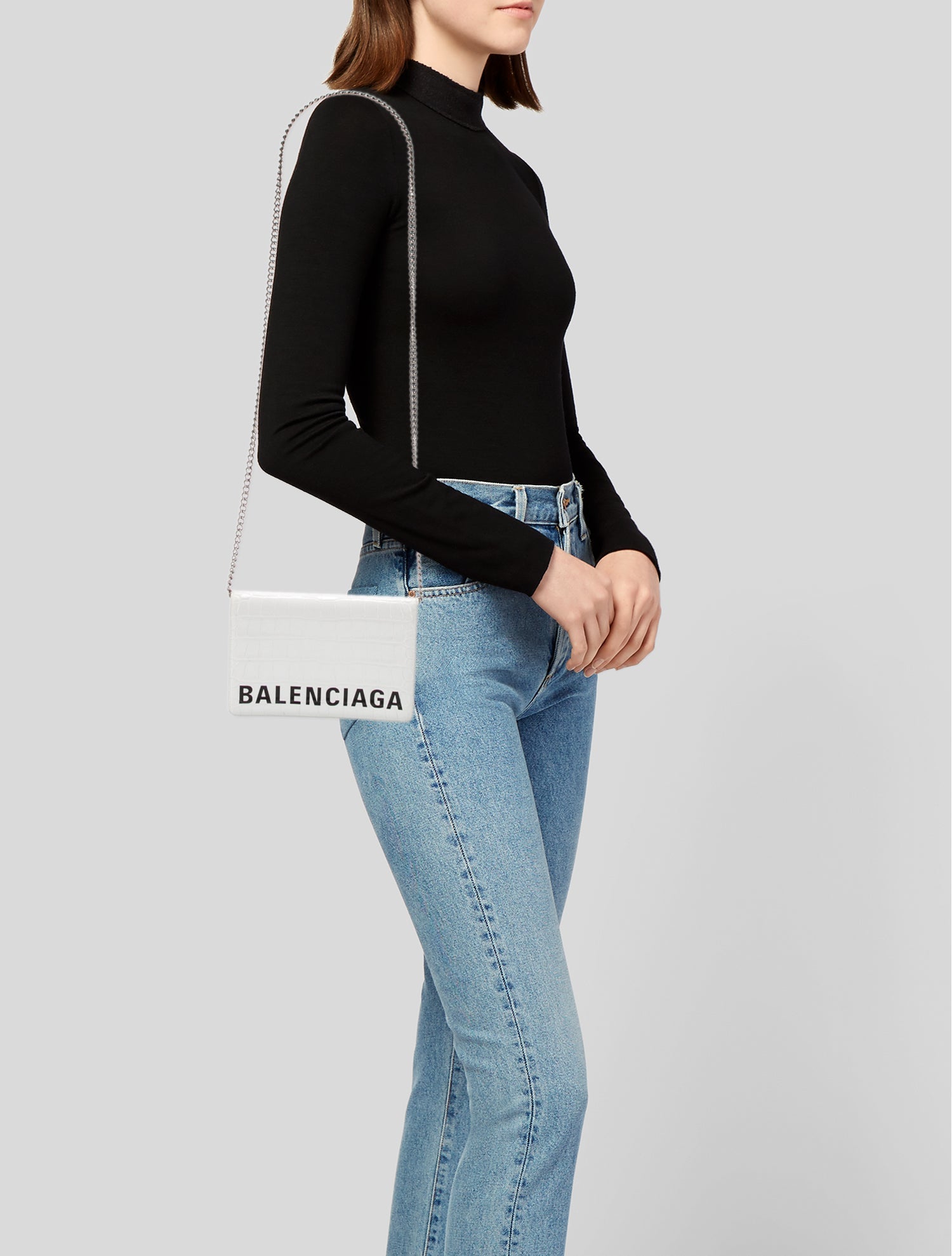 Balenciaga Embossed Leather Clutch