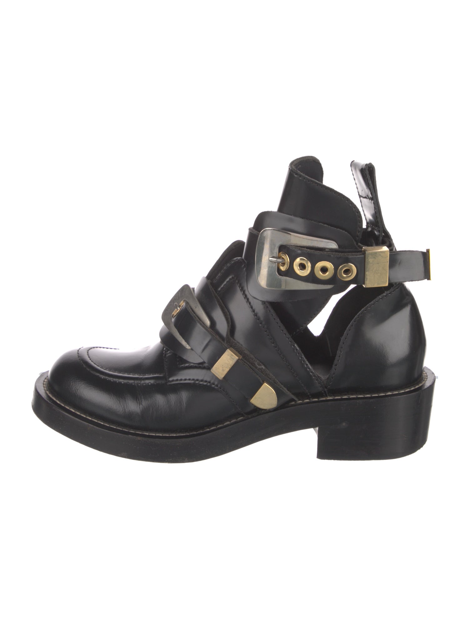 Balenciaga Leather Cutout Accent Boots