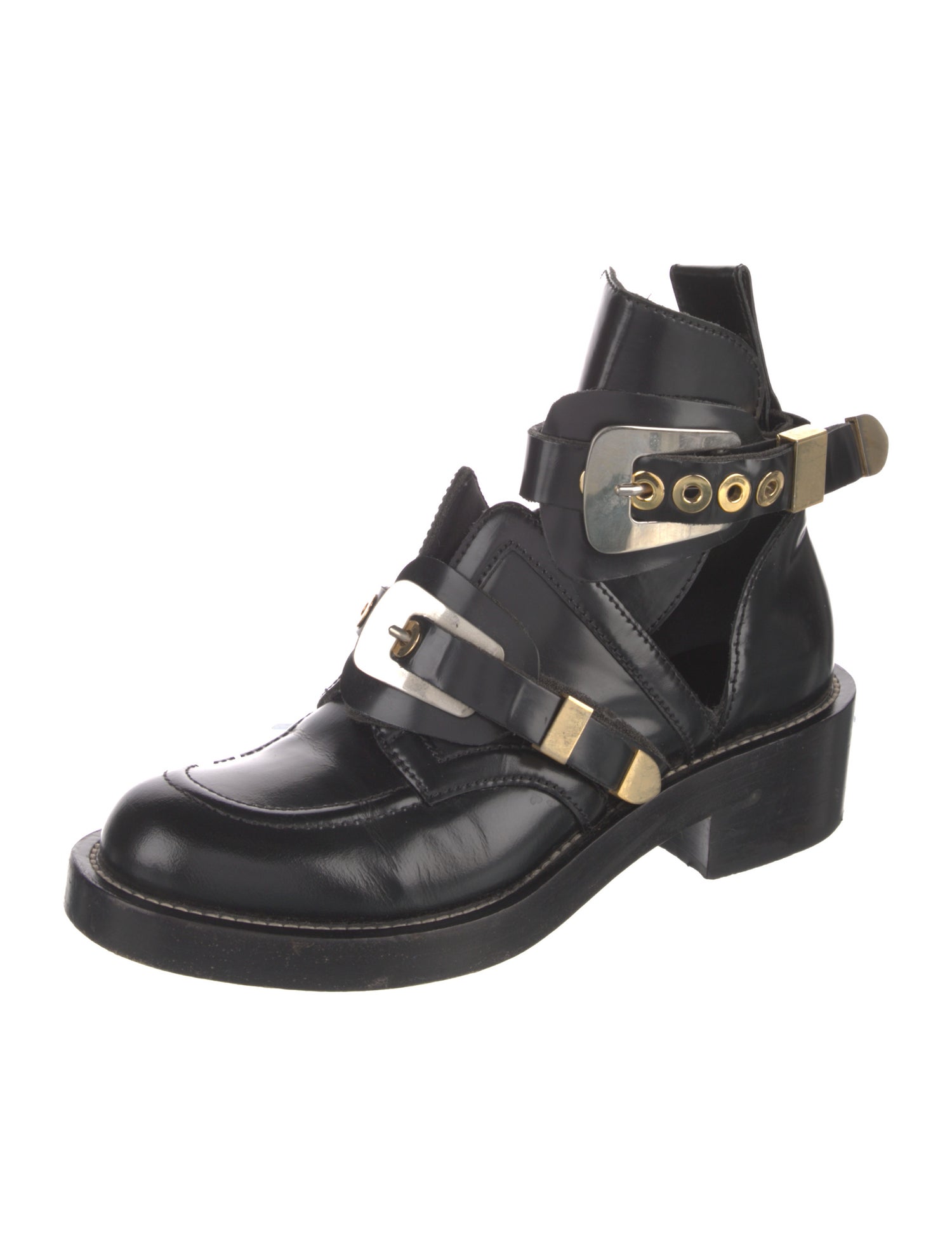 Balenciaga Leather Cutout Accent Boots