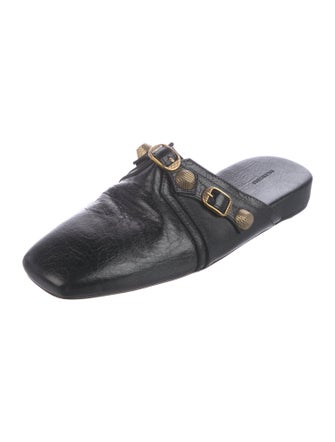 Balenciaga Leather Studded Accents Mules