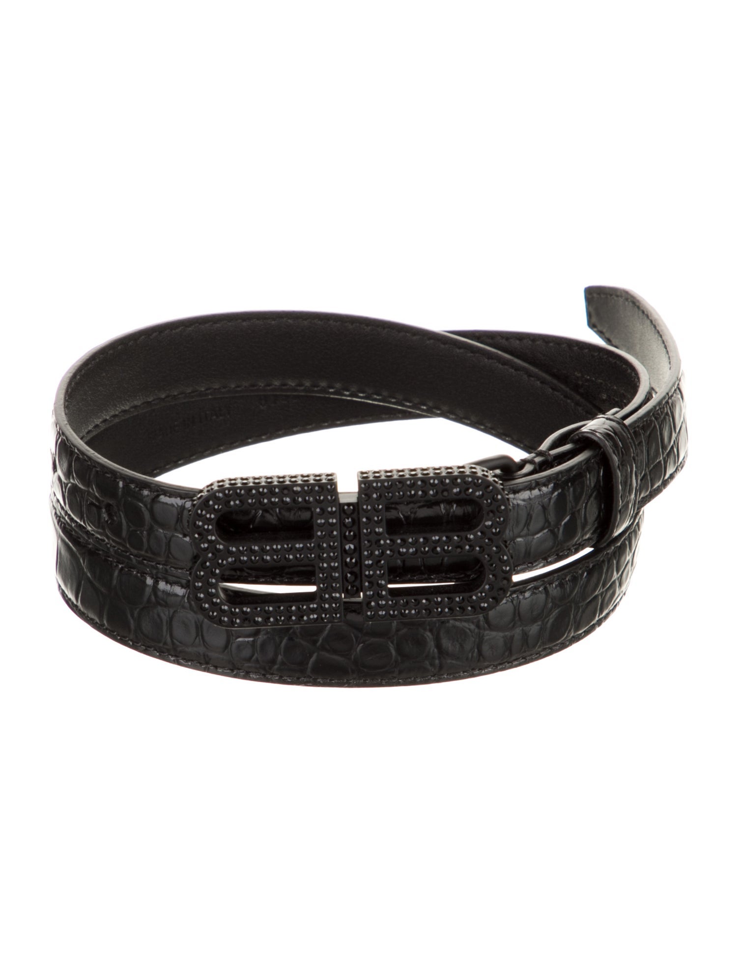 Balenciaga Skinny Embossed Leather Belt