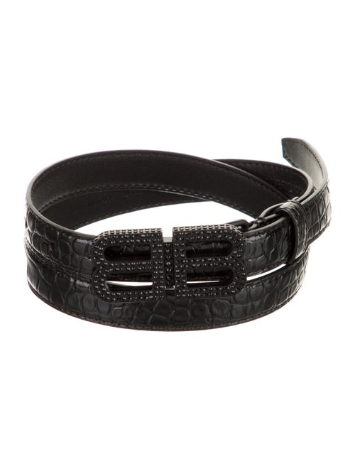 Balenciaga Skinny Embossed Leather Belt