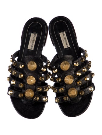 Balenciaga Leather Polka Dot Print Slides