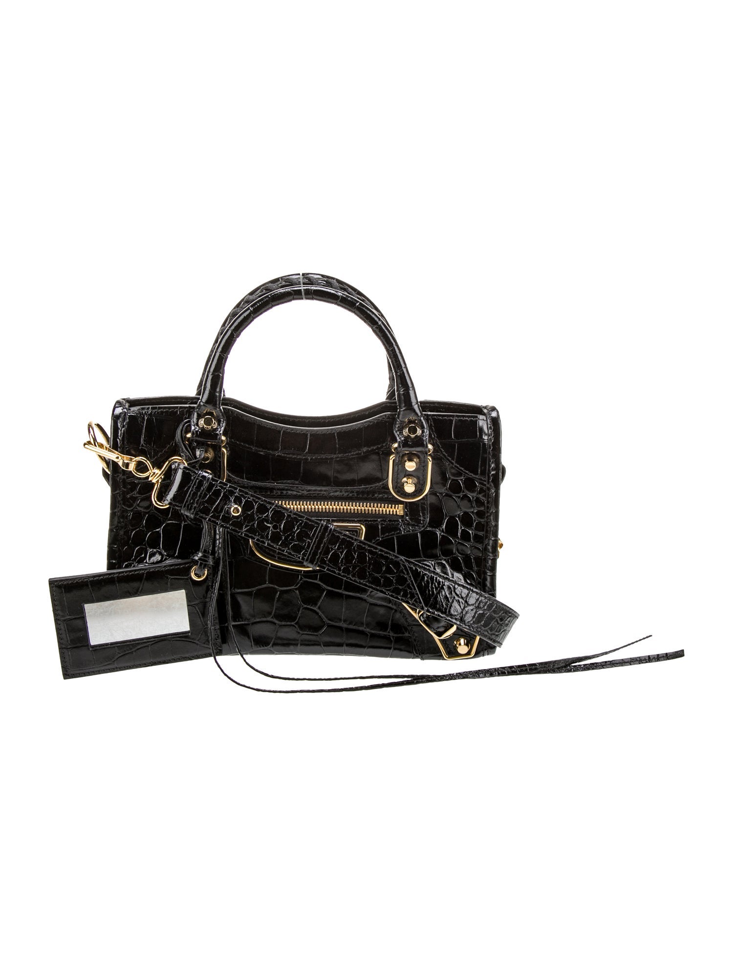 Balenciaga Embossed Leather Motocross City Metallic Edge Mini