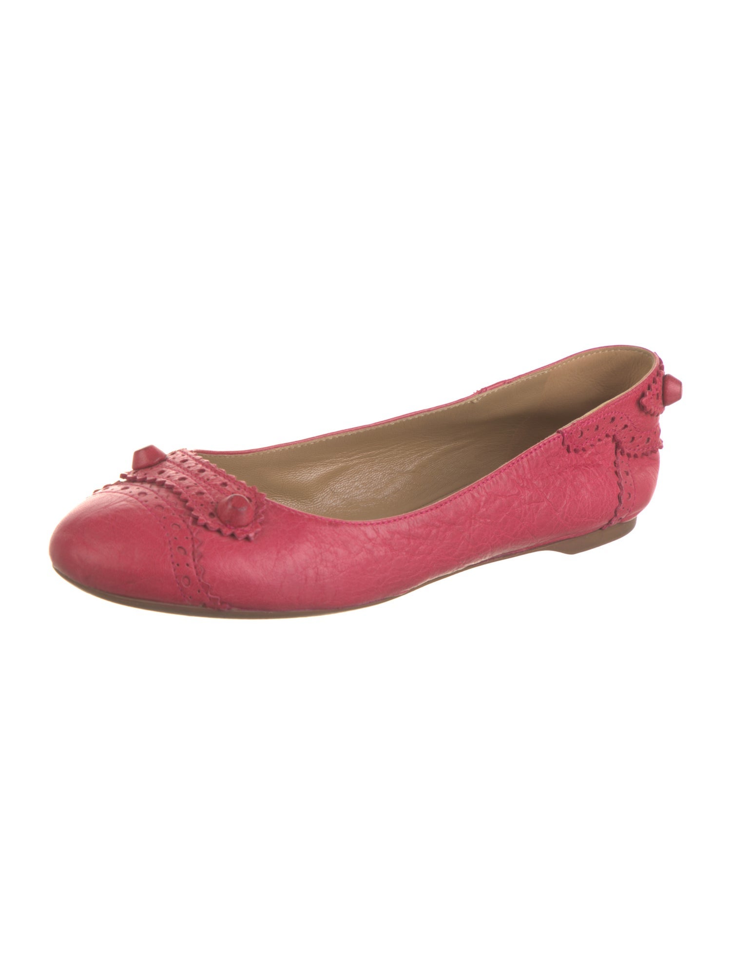 Balenciaga Leather Scalloped Accent Ballet Flats