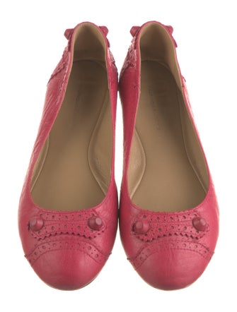 Balenciaga Leather Scalloped Accent Ballet Flats