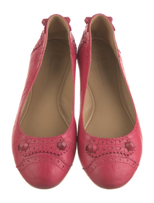 Balenciaga Leather Scalloped Accent Ballet Flats