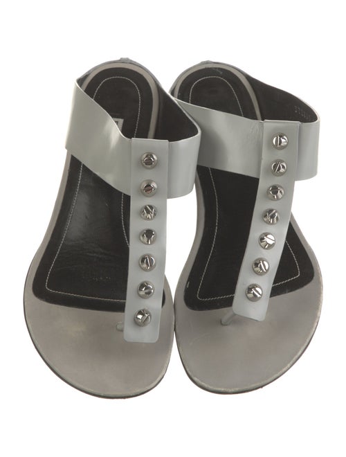 Balenciaga Leather Studded Accents T-Strap Sandals