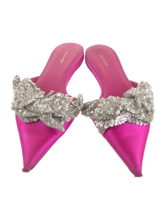 Balenciaga Satin Sequin Embellishments Mules