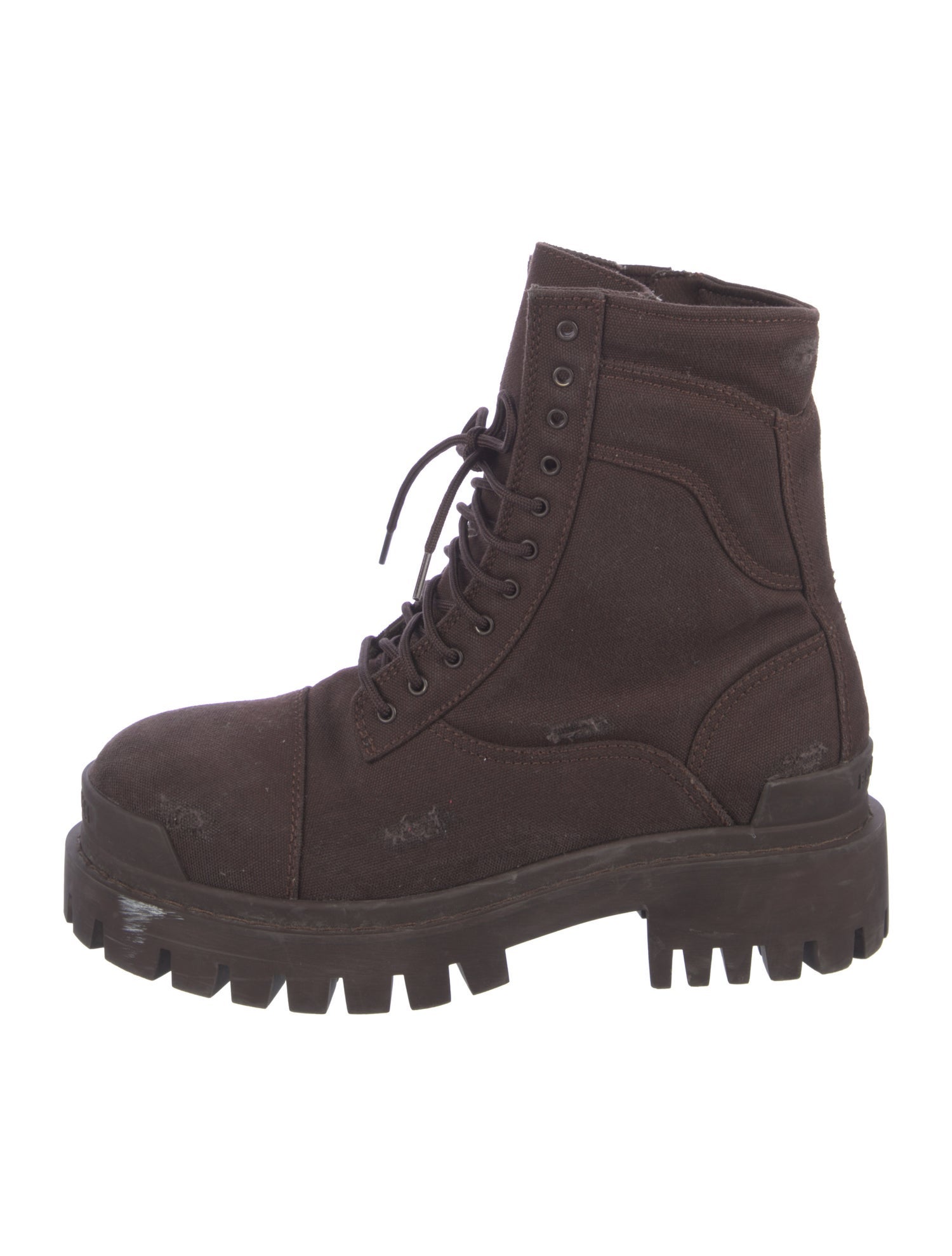 Balenciaga Canvas Distressed Accents Lace-Up Boots