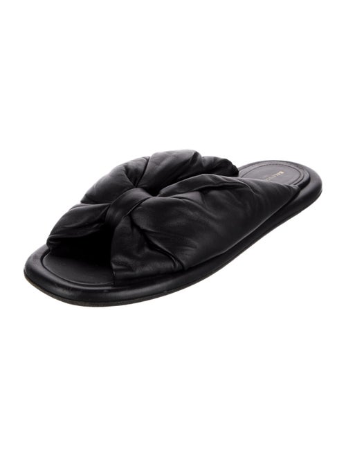 Balenciaga Leather Pleated Accents Slides