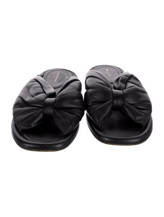 Balenciaga Leather Pleated Accents Slides