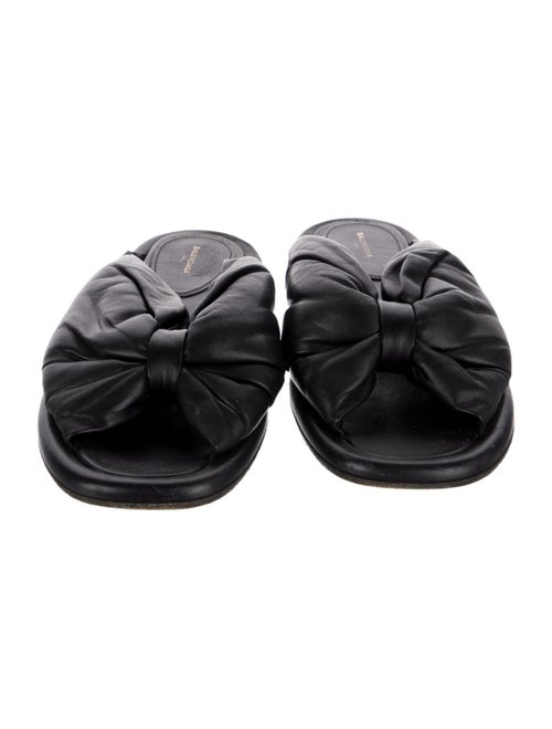 Balenciaga Leather Pleated Accents Slides