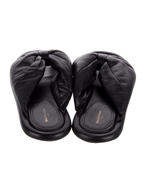 Balenciaga Leather Pleated Accents Slides