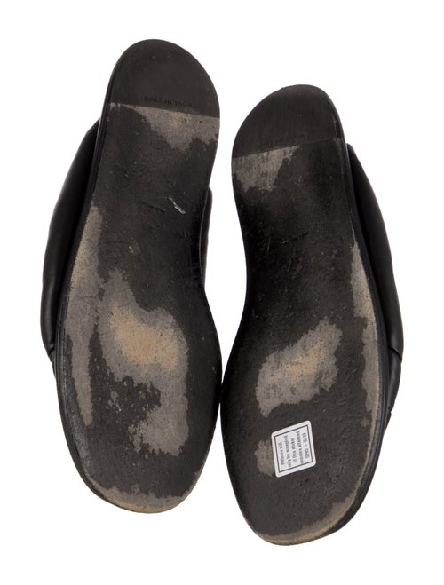 Balenciaga Leather Pleated Accents Slides