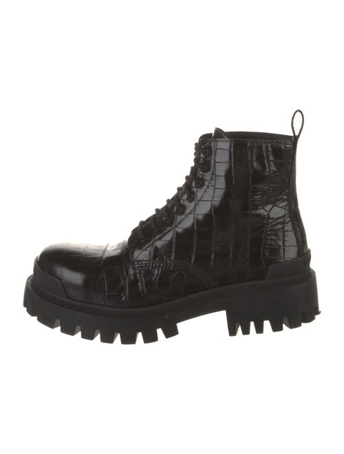 Balenciaga Embossed Leather Combat Boots