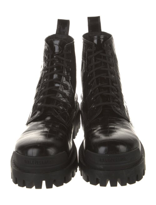 Balenciaga Embossed Leather Combat Boots