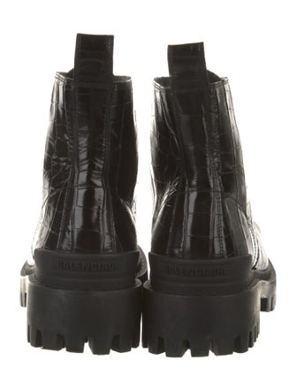 Balenciaga Embossed Leather Combat Boots