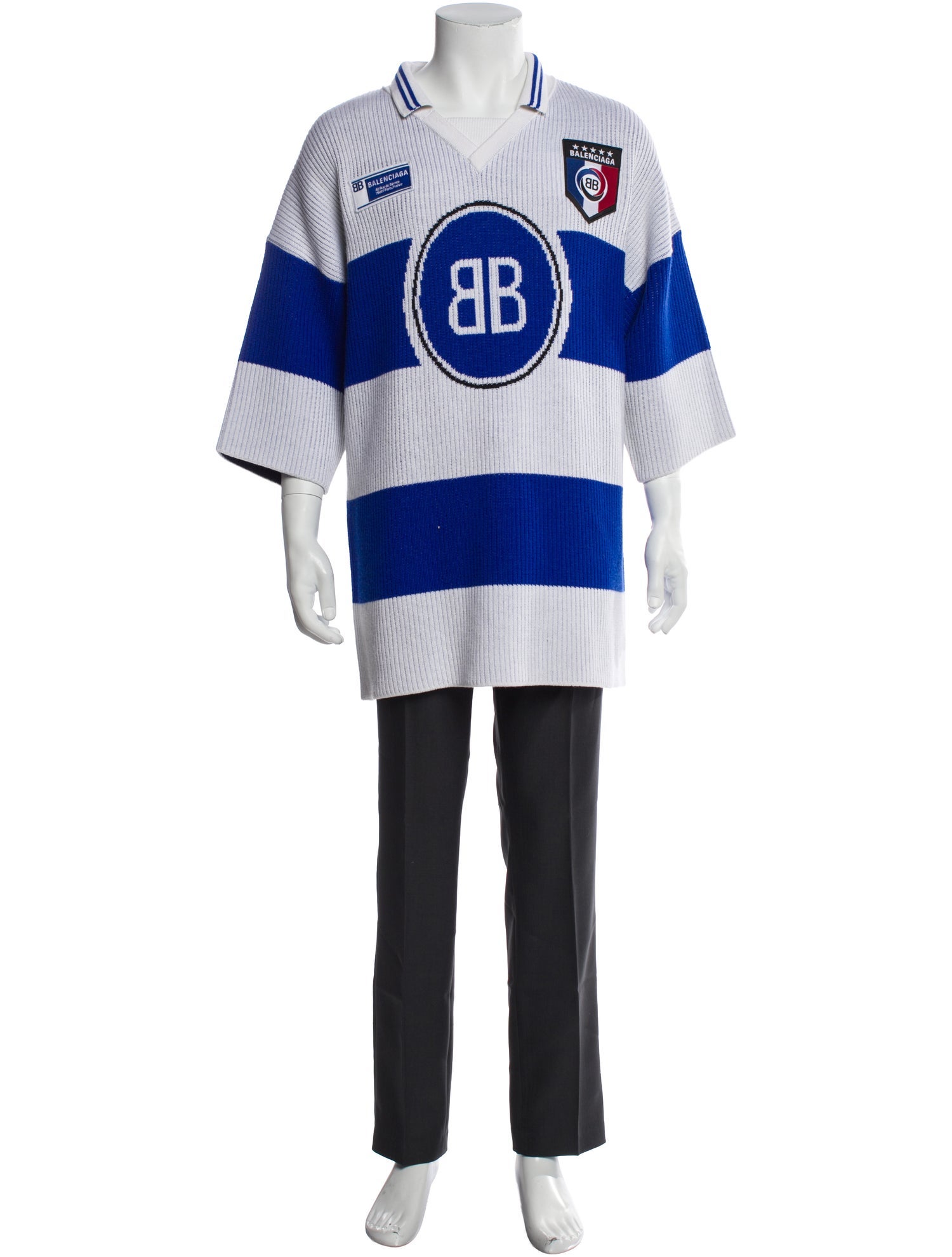 Balenciaga 2018 Graphic Print Polo Sweater