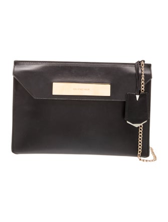 Balenciaga Leather Cable Flap Clutch Bag