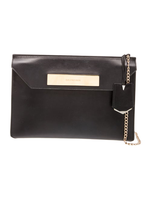 Balenciaga Leather Cable Flap Clutch Bag
