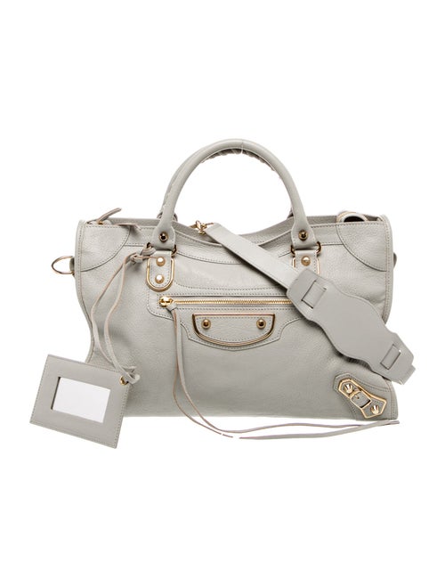 Balenciaga Leather Motocross City Metallic Edge Medium