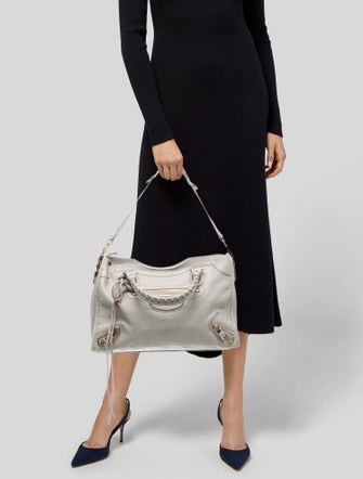 Balenciaga Leather Motocross City Metallic Edge Medium