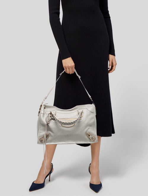 Balenciaga Leather Motocross City Metallic Edge Medium