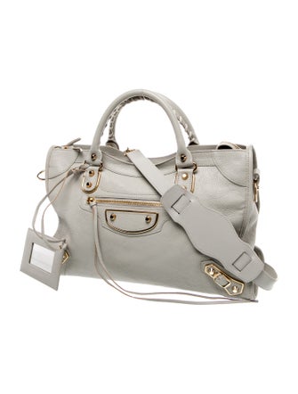 Balenciaga Leather Motocross City Metallic Edge Medium