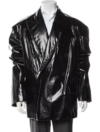 Balenciaga 2022 Shiny Double Breasted Oversized Moto Jacket
