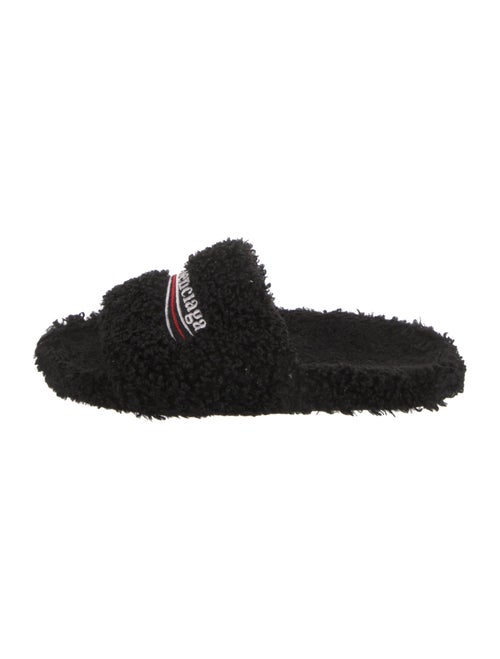 Balenciaga Shearling Embroidered Accent Slides
