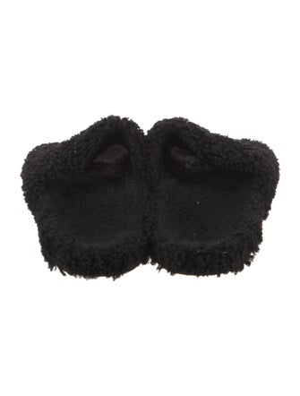 Balenciaga Shearling Embroidered Accent Slides