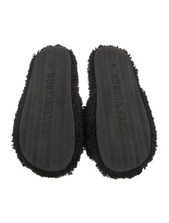 Balenciaga Shearling Embroidered Accent Slides
