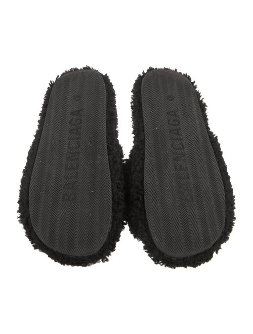 Balenciaga Shearling Embroidered Accent Slides