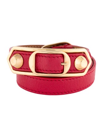 Balenciaga Leather Triple Tour Wrap Bracelet