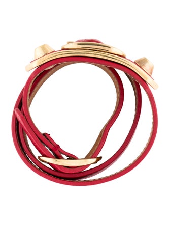 Balenciaga Leather Triple Tour Wrap Bracelet