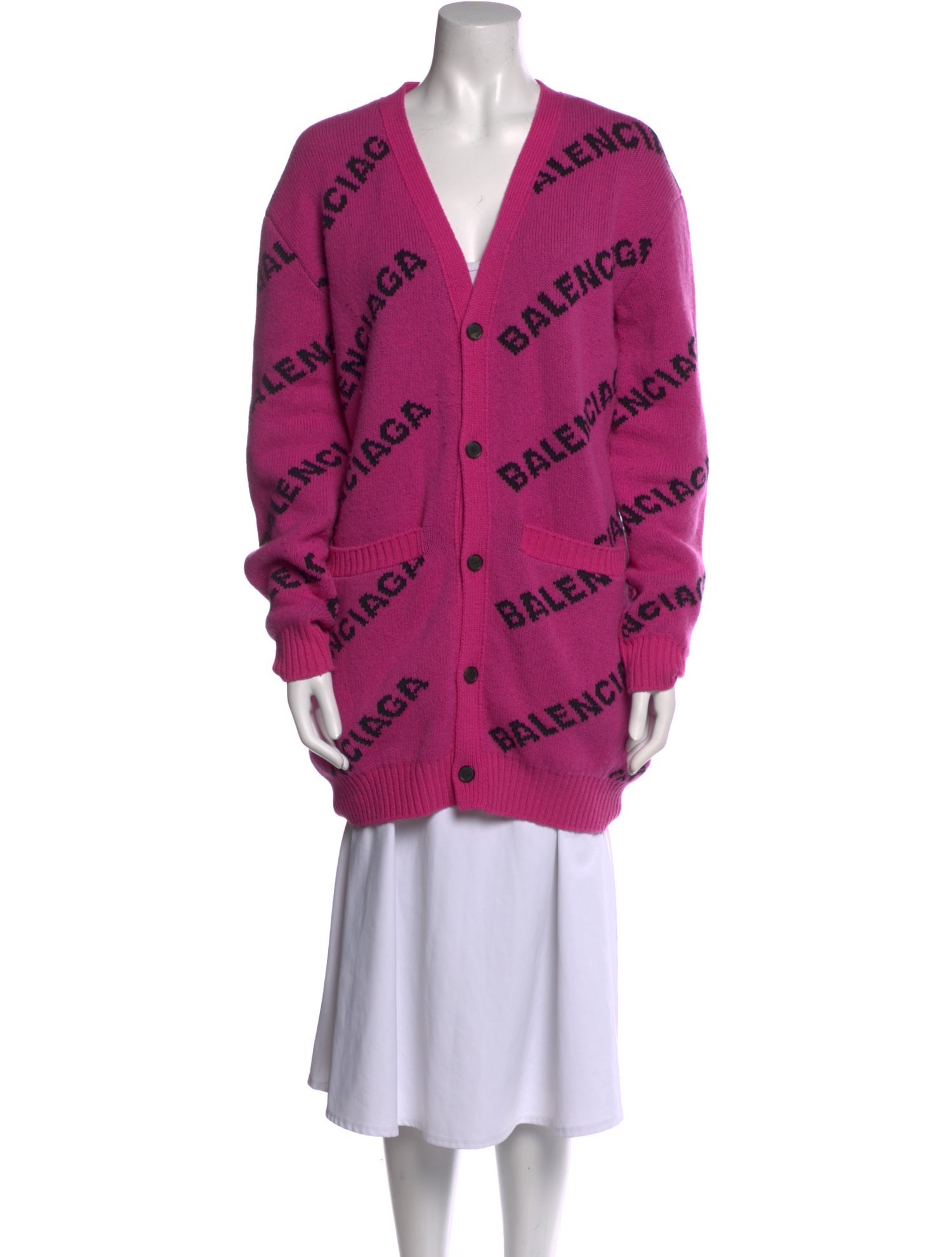 Balenciaga All Over Logo Striped Sweater