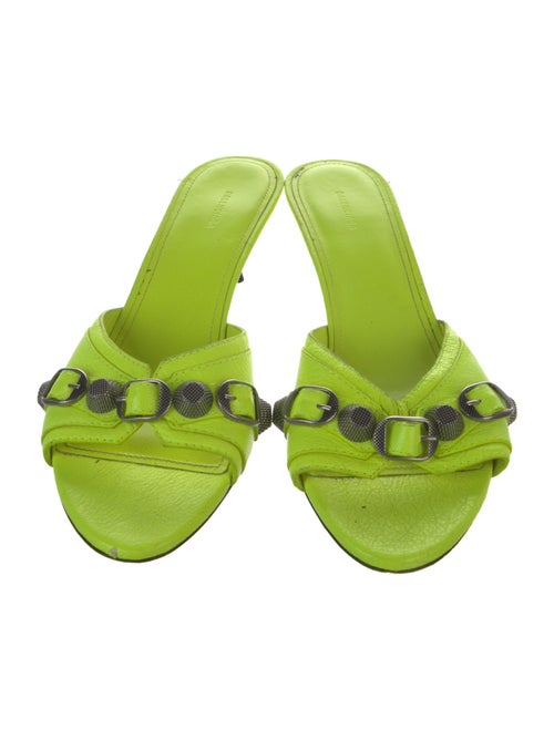 Balenciaga Leather Studded Accents Slides